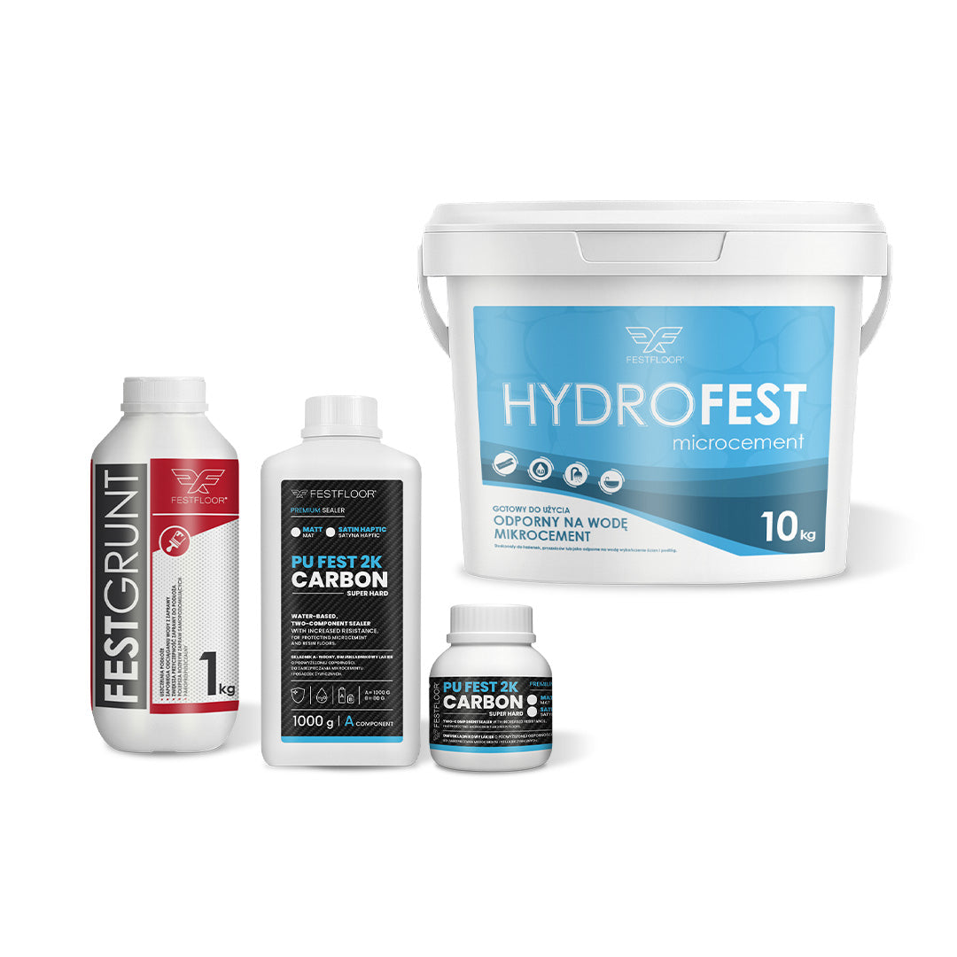 Zestaw mikrocementu na ściany z płytkami w łazience HYDROFEST - 10m²